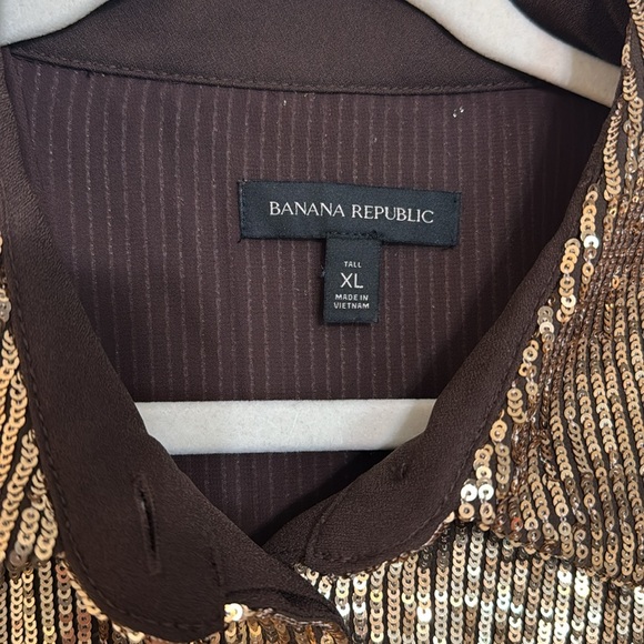Banana Republic Ulla Sequin Shirt in Gold - XL TALL - Picture 5 of 9